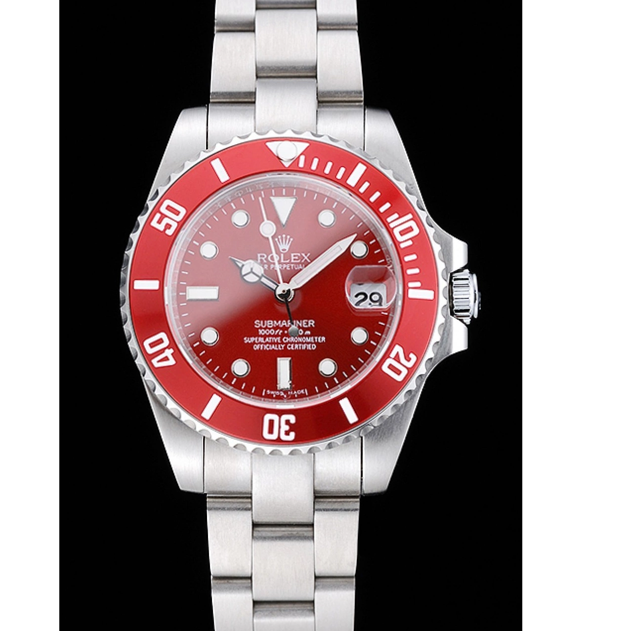 Good copy rolex watches Stainless Dial Bracelet Rolex Steel Submariner Red 1454154 0825